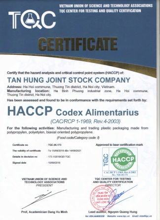 HACCP Codex Alimentarius - Bao PP Dệt Tân Hưng - Công Ty Cổ Phần Tân Hưng